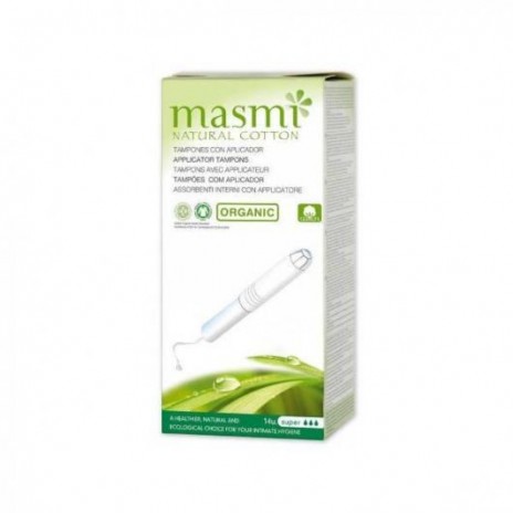 Masmi - Tampón súper con aplicador algodón ECO Masmi, 14 unidades