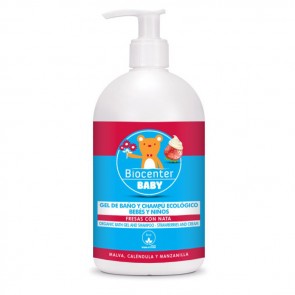 Biocenter Baño y Champú Ecológico Bebés y Niños Fresas con Nata