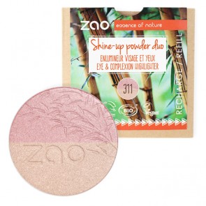 Zao Makeup Recarga de Polvo Compacto Iluminador Dúo 311 Rose y Or